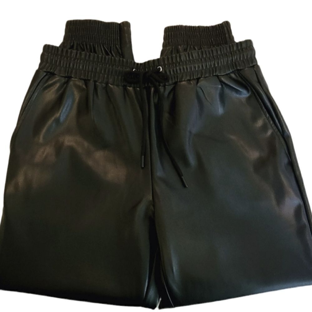Truth By Republic Black Faux Leather Drawstring Jogger Pants Size M NWOT - Picture 4 of 8